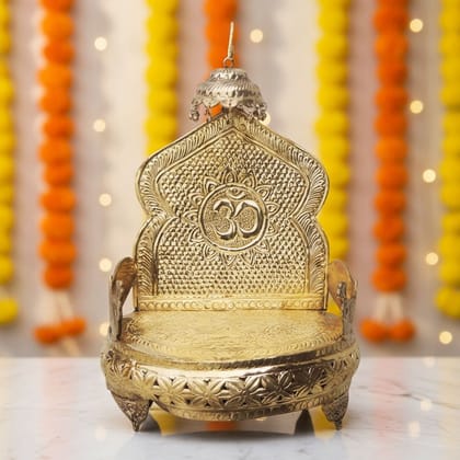 Heavy Brass Singhasan God Idol Stand | Religious Puja Décor, Height : 20.6 Inch (ZMAS131 G)