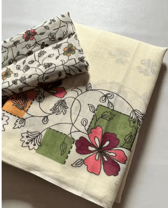 Traditional Linen Cotton Saree with Rich Pallu and Elegant Border | Lightweight, Breathable Fabric for Graceful Daily & Festive Wear