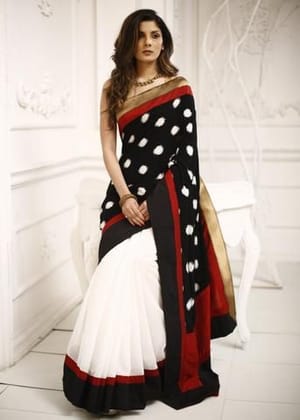 BLACK COLOR DESIGNER LINEN DIGITAL PRINTED SAREE  1595
