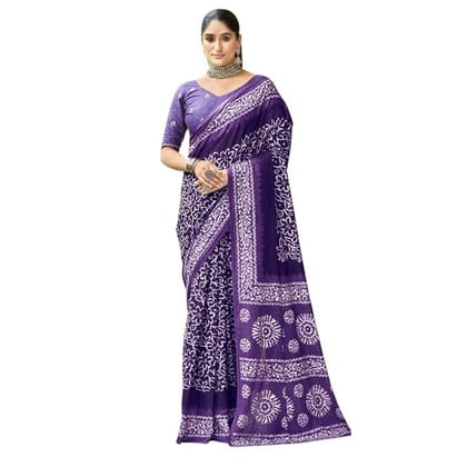 Frist Sosa Women's Stylish Cotton Blend Ajrak Digital Printed Saree