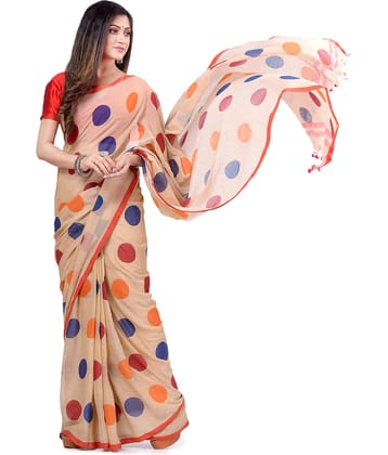 Desh Bidesh Cotton Self Design Saree Without Blouse Piece ( Red )