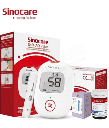 SINOCARE SAFE AQ METER WITH 50 STRIPS(VOICE SUPPORT)