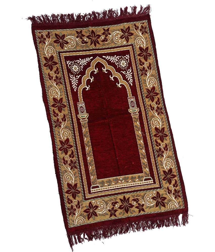 ADIRNY Maroon Single Cotton Prayer Mat ( 115 X 65 cm )
