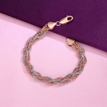 Knotted Shimmers Casual Rosegold And Silver Bracelet-None / Silver & Rose Gold