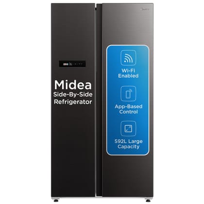 Midea 592 L Side By Side, Frost Free Refrigerator|Wi-Fi |Double |Voice Assistant |App Control |Inverter compressor (MDRS791MIF28IND Jazz Black) Midea 592 L Side By Side, Frost Free Refrigerator|Wi-Fi |Double |Voice Assistant |App Control |Inverter compre Midea 592 L Side By Side, Frost Free Refrigerator|Wi-Fi |Double |Voice Assistant |App Control |Inverter compressor (MDRS791MIF28IND Jazz Black) Midea 592 L Side By Side, Frost Free Refrigerator|Wi-Fi |Double |Voice Assistant |App Control |Inverter compre