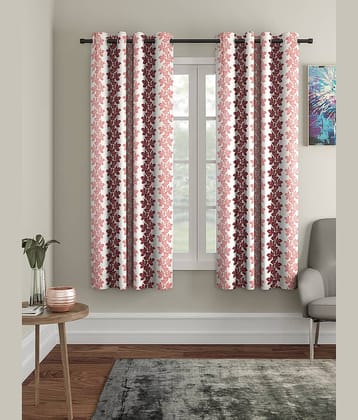 Cortina - Nature Printed Room Darkening Eyelet Curtain-7 Ft-pack of 2