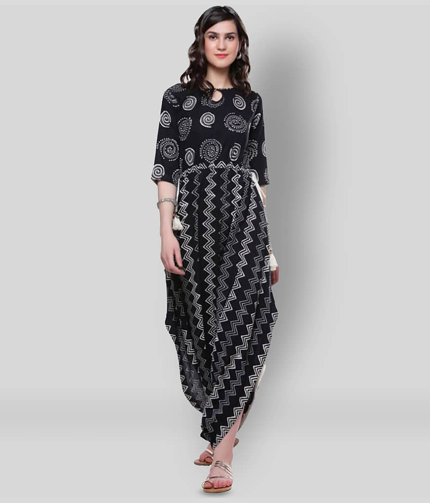 Divena - Black Cotton Women's Asymmetrical Kurti ( Pack of 1 )