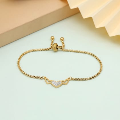 Classic White Color Stainless Steel 18k Gold Plated Demi Fine Bracelet-Bracelet Size: Adjustable / White / Alloy With Good Quality Gold Plated