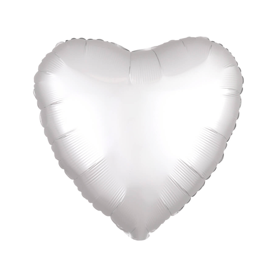 White Matte Finish Heart Shaped Balloon - Helium Quality - 18 inches - 1PC