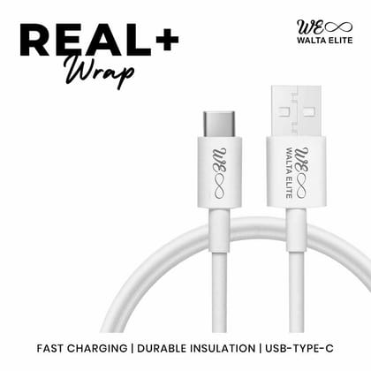 Walta Elite Real Plus Wrap USB to Type C Fast Charging Cable 1Mtr, White