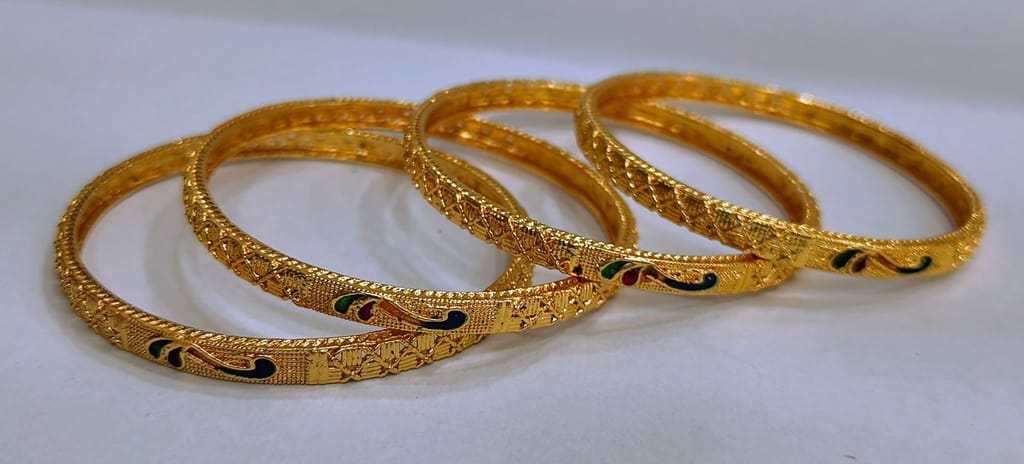 Gold Plated Bangles Set of 4 Traditional Indian Wedding Jewelry