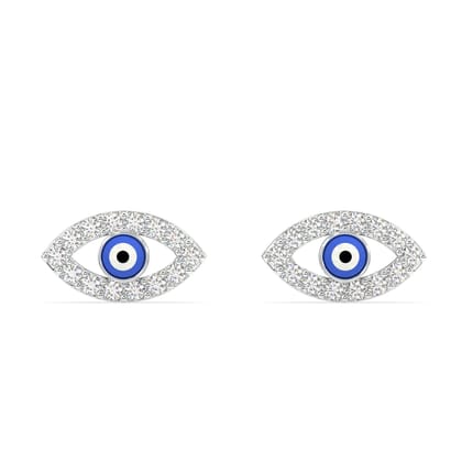 Enamel evil eye stud pair-Rhodium plated
