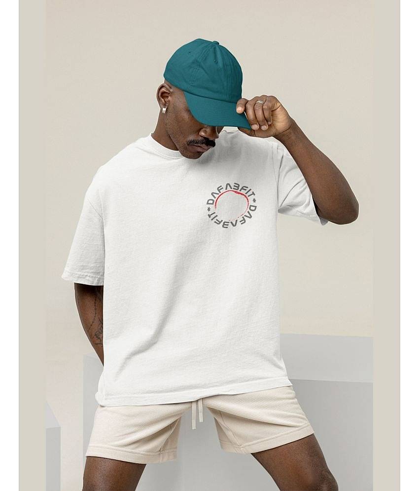 DAFABFIT Cotton Oversized Fit Printed Half Sleeves Men's T-Shirt - White ( Pack of 1 )