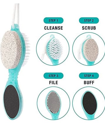 Lenon 4 In 1 Foot Pedicure Brush, Pumice Stone, Scrubber & File | Remove Dry, Crack Hard Skin, Calluses and Warts for Feet, Toes