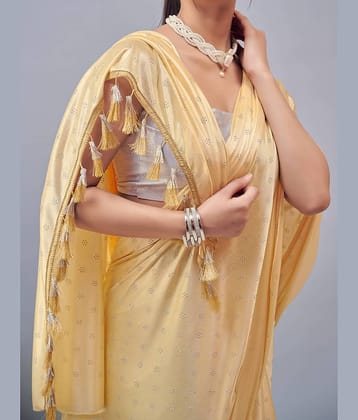 Parmila Fashion Silk Embellished Saree With Unstitched Blouse Piece ( Yellow )
