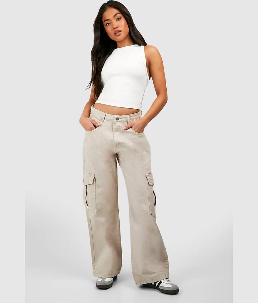 9x denims Women's Cargos High-Rise Jeans ( Cream )