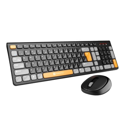 Portronics Key7 Combo Wireless Keyboard and Mouse Set (Black Plus Orange)
