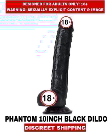 FEMALE ADULT Sex Toys PANTOM 10 INCH SOLID and SMOOTH REALSTIC SILICON BLACK DILDO With SUCTION CUP BASE For Women