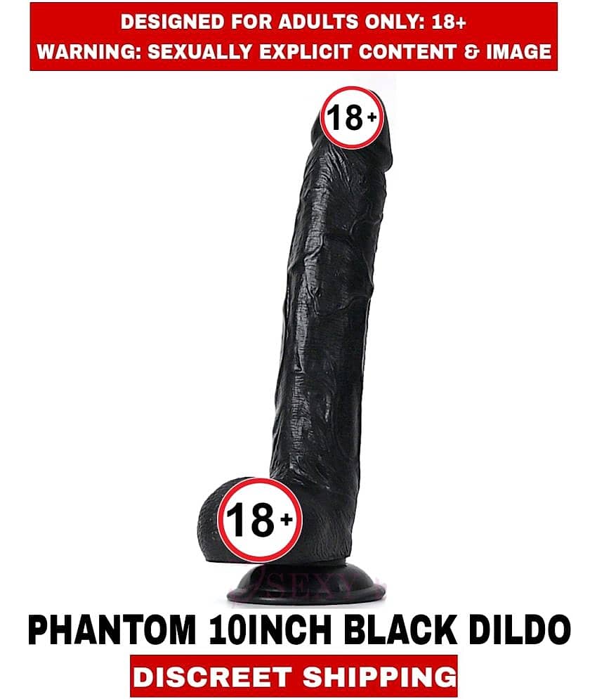 FEMALE ADULT Sex Toys PANTOM 10 INCH SOLID and SMOOTH REALSTIC SILICON BLACK DILDO With SUCTION CUP BASE For Women