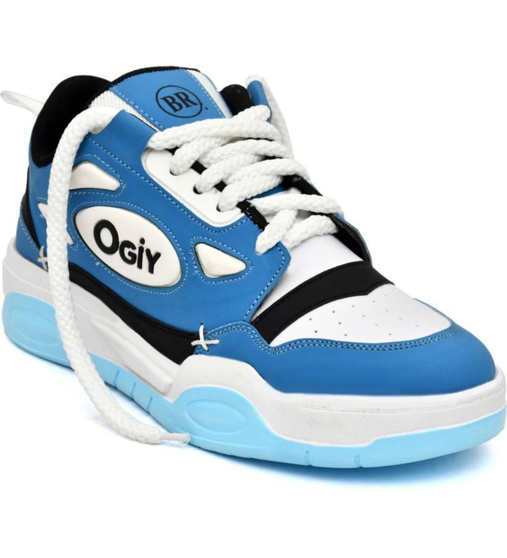 Mens Solid Synthetic Casual Shoes Size 6 (Blue)