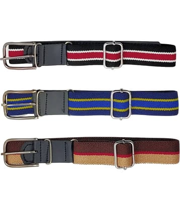 Zacharias Boy's Stretchable Striped Cotton Belt for kids (A-04_Multicolor_Pack of 3) ( 1-4 Years)