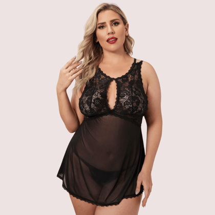 Twilight Temptation Sheer Lace Babydoll – Plus Size Twilight Temptation Sheer Lace Babydoll – Plus Size