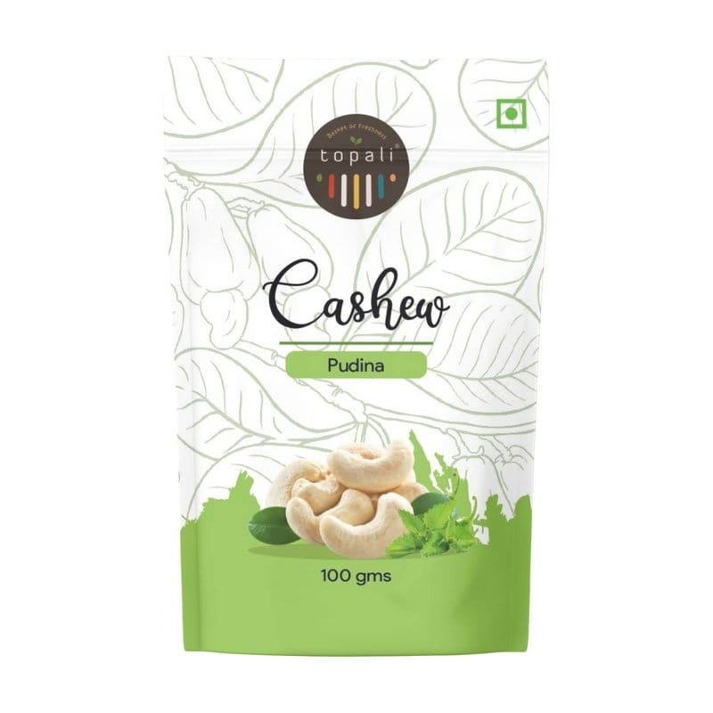 Topali Pudina Flavoured Cashew (100g) | Refreshing Mint Seasoning | Zesty Indian Snack
