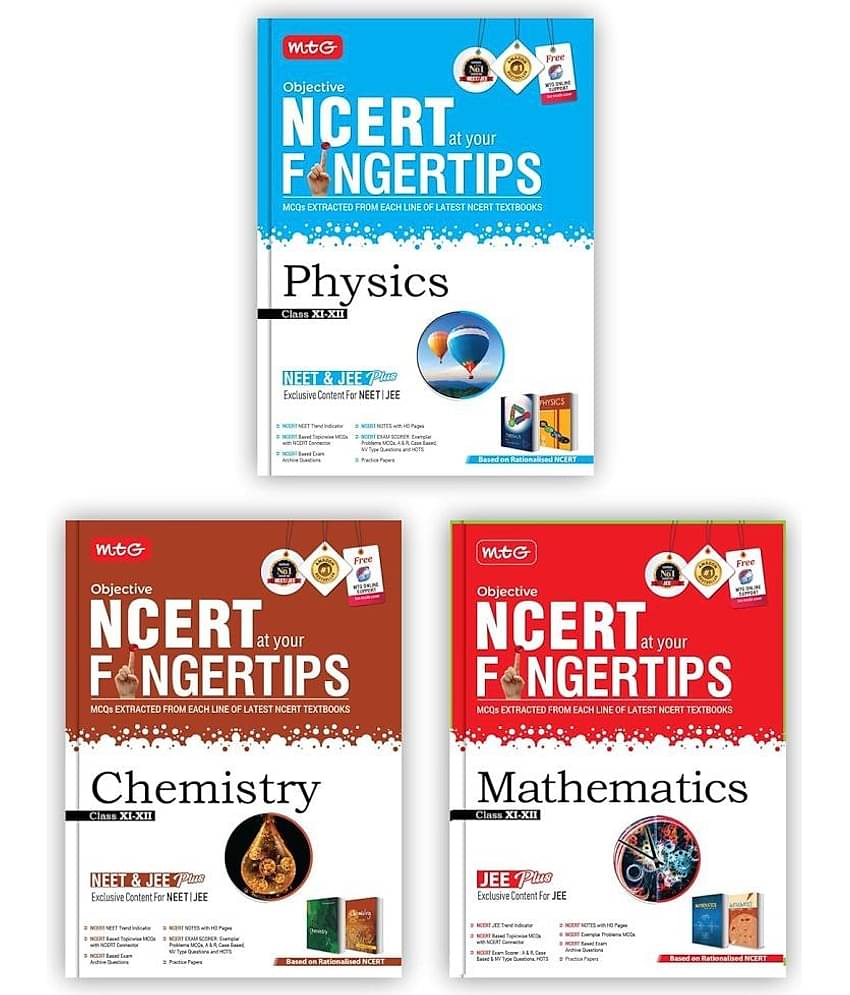 MTG Objective NCERT at your FINGERTIPS For JEE Main & Advanced - Physics, Chemistry & Mathematics (Set of 3 Books) | NCERT Notes with HD Pages, Exam Archive & MCQs | Based on Latest & Revised Syllabus 2024-25