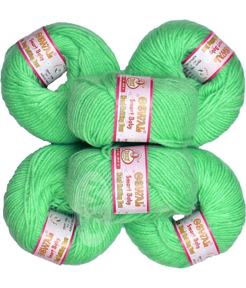 100% Acrylic Wool Grape Green (6 pc) Smart Baby 4 ply Wool Ball Hand Knitting Wool/Art Craft Soft Fingering Crochet Hook Yarn, Needle Knitting Yarn Thread Dye R SB
