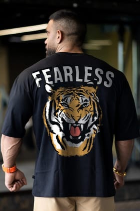 Fearless Roar Oversized T-shirt (BLACK)-S