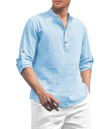 Vida Loca Lime Green Cotton Blend Men's Shirt Style Kurta ( Pack of 1 )