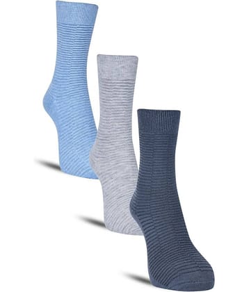 Dollar Cotton Blend Men's Self Design Blue Mid Length Socks ( Pack of 3 )
