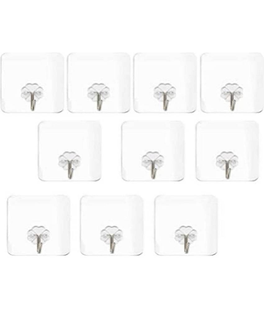 Self Adhesive PVC Flower Wall Hooks, Pack of 10