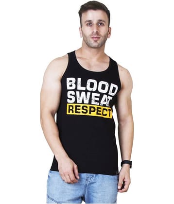 Veirdo Pack of 1 Cotton Sleeveless Vest For Men ( Black )