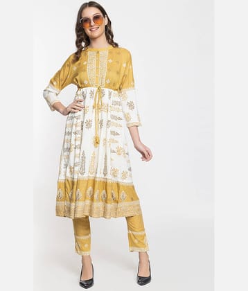 ELTHIA - Gold Silk Women's A-line Kurti ( Pack of 1 )
