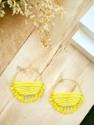 Trendisia Gold Plated Yellow Beaded Hoop Earrings