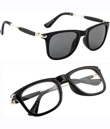 Elligator Black Rectangular Sunglasses ( Pack of 2 )