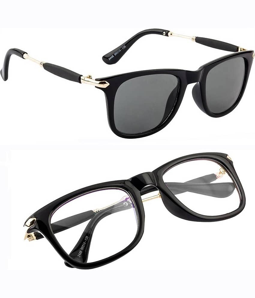 Elligator Black Rectangular Sunglasses ( Pack of 2 )