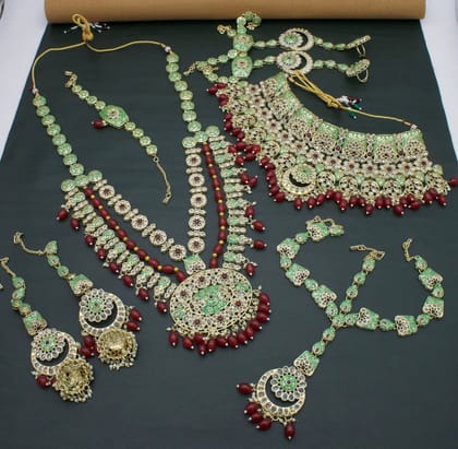 Maroon Heavy CZ Bridal Jewellery Set