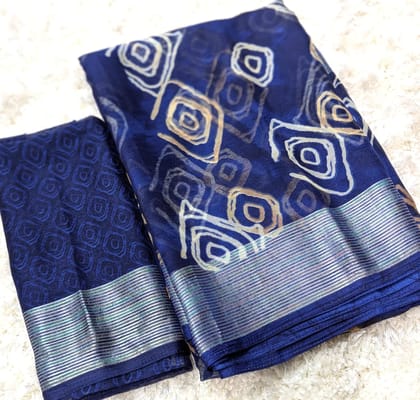 butterfly chiffon Zari woven border Abstract print