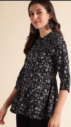 Reyon Striped Short Kurti