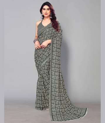 Samah Georgette Printed Saree With Unstitched Blouse Piece ( Rust )