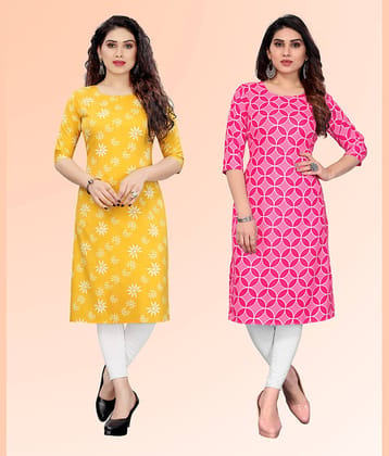 KETAKI FASHION Pack of 2 Crepe Printed Straight Women's Kurti - ( Multicoloured )