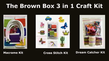 The Brown Box� 3-in-1 Awesome Craft Kit -Dream Catcher,Macrame Rainbow,Cross Stitch kit. Creative Toy & DIY Set for Kids - 7 Years and Above,Birthday Gift,Birthday Gift for Girls Age 9-12