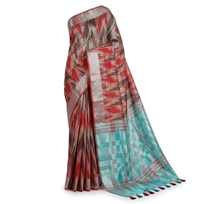Red Printed Odisha Handloom Saree | Ethnic Woven Cotton