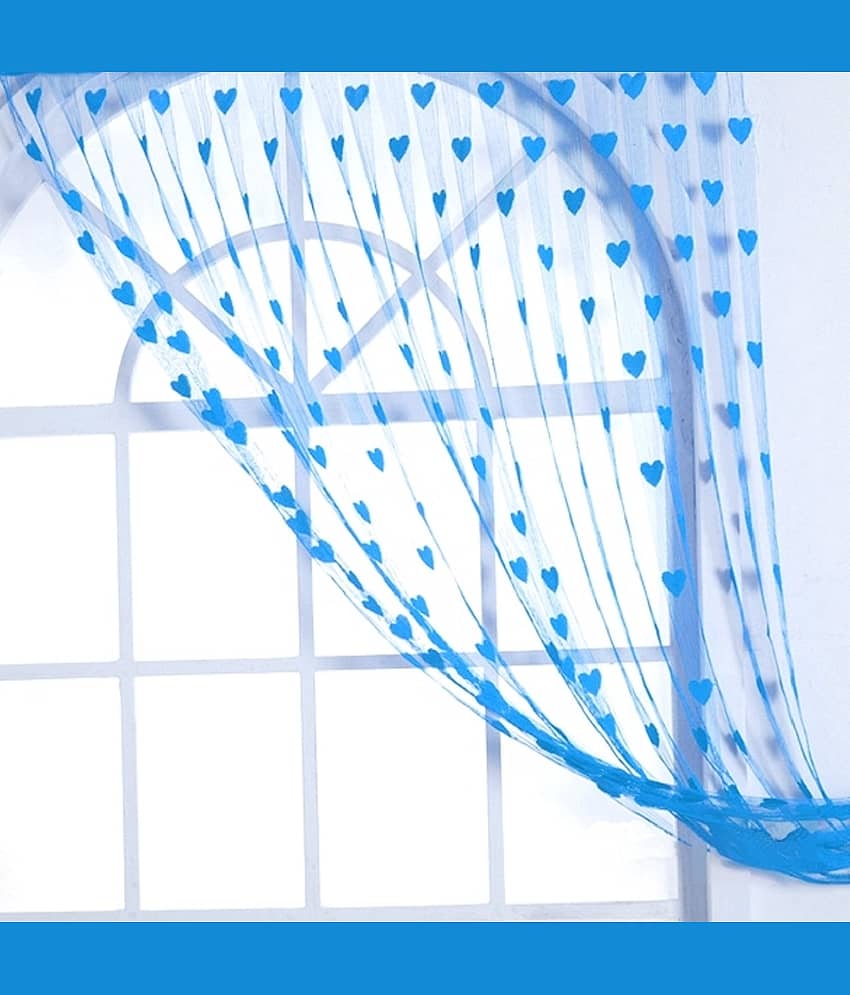gharsaaz Abstract Transparent Rod Pocket Curtain 6.5 ft ( Pack of 1 ) - Blue
