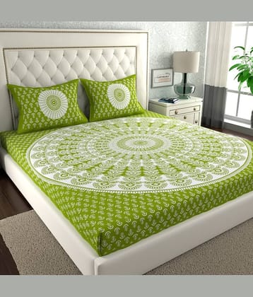 ABHACLOTHO Cotton 1 Double Bedsheet with 2 Pillow Covers ( Multicolor )