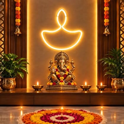 Gesto Diwali Diya Neon Sign , Warm White LED Neon Light Strip , Diwali Lights for Home Decoration, Mandir & Pooja