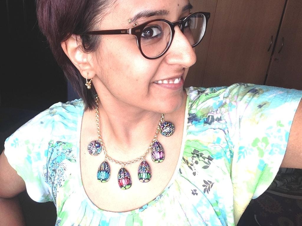 I Love My Lotus - Handpainted Wooden Necklace