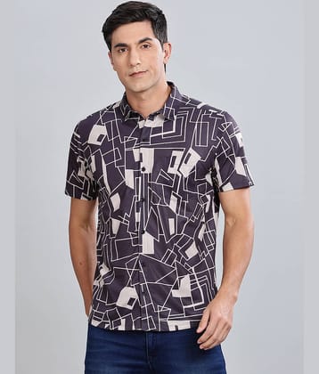 BULLMER Trendy Regular Fit Printed Half Sleeve Shirt for Men White